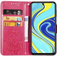 Klavertje Bloemen Bookcase Redmi Note 9 Pro / 9S - Fuchsia