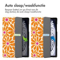 imoshion Design Trifold Bookcase Samsung Galaxy Tab A11 Plus / A9 Plus - Orange Flower Connect