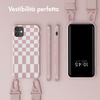 Selencia Siliconen design hoesje met afneembaar koord Apple iPhone 11 - Irregular Check Sand Pink