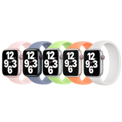 Apple 5 Pack Siliconen solobandje Apple Watch | 38/40/41/42 mm - Maat 2 - Light Pink/ Winter Blue/ Sprout Green/ Orange Sorbet/ White