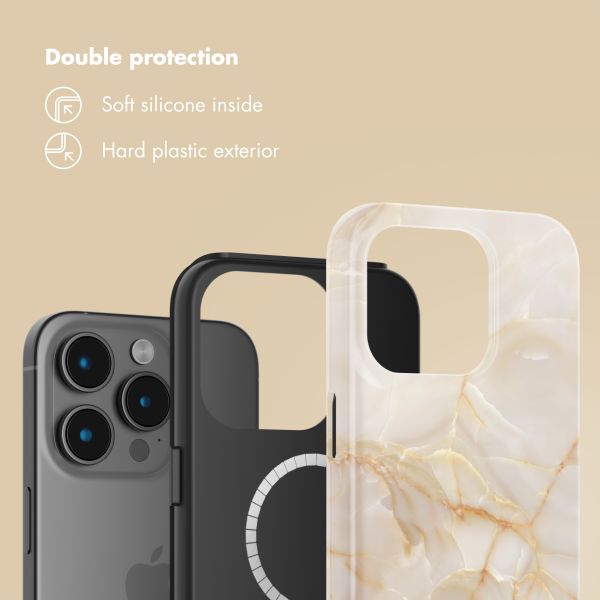 Selencia Vivid Back Cover with MagSafe Apple iPhone 15 Pro - Golden Beige Marble