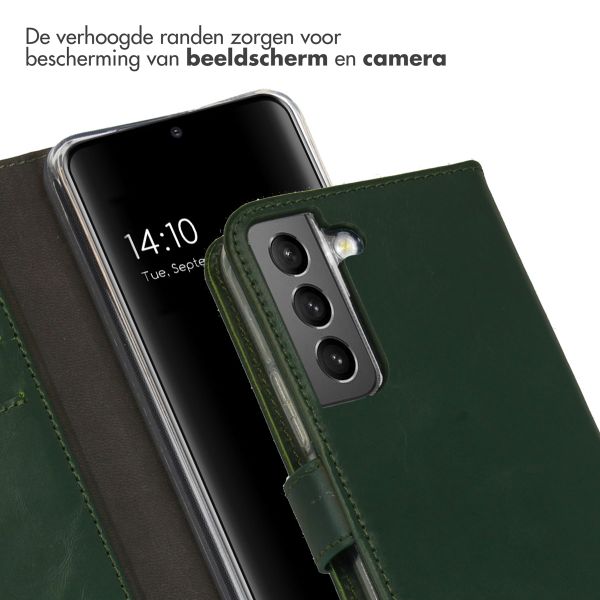 Selencia Echt Lederen Bookcase Samsung Galaxy S22 - Groen