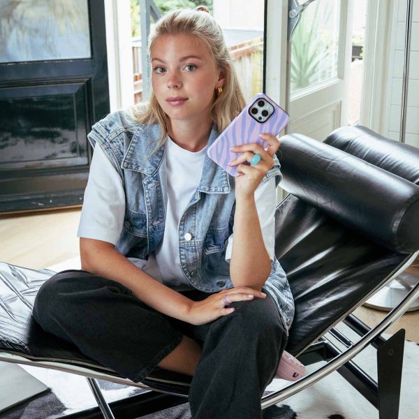 Selencia Vivid Backcover met MagSafe Apple iPhone 15 Pro - Zebra Light Pink Lilac