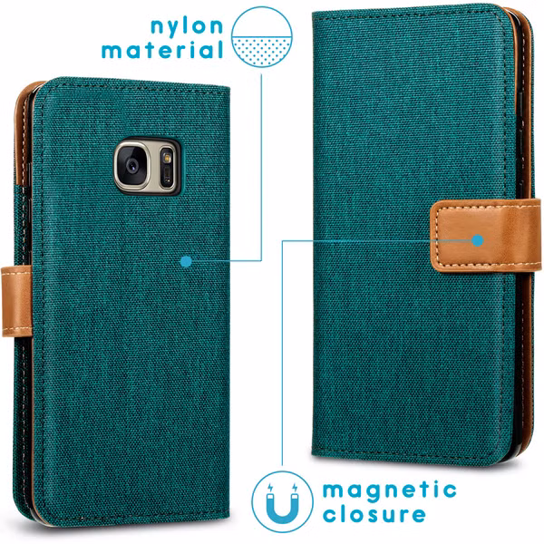 imoshion Luxe Canvas Bookcase Samsung Galaxy S7 - Groen