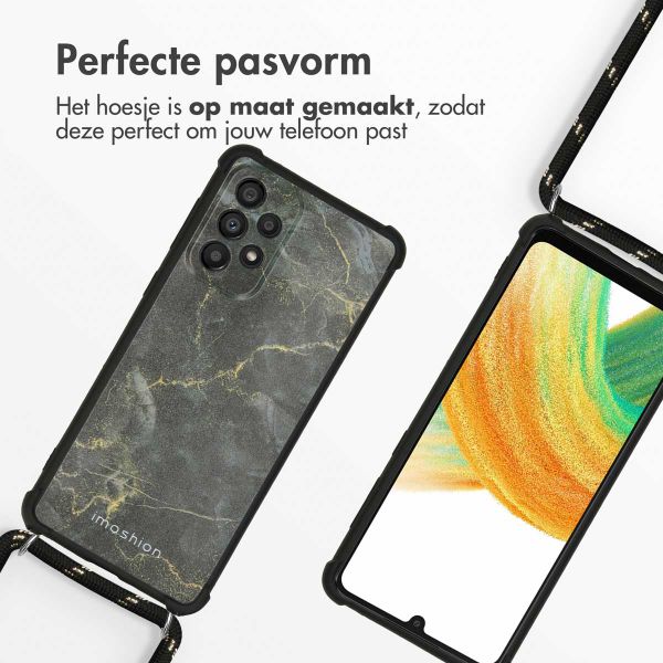 imoshion Design hoesje met koord Samsung Galaxy A33 - Black Marble