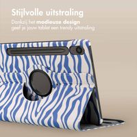 imoshion 360° Draaibare Design Bookcase Samsung Galaxy Tab S10 Lite / S10 FE / S9 FE - White Blue Stripes