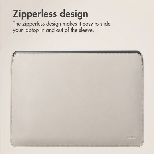 Accezz Leather laptop sleeve 16 inch - Beige