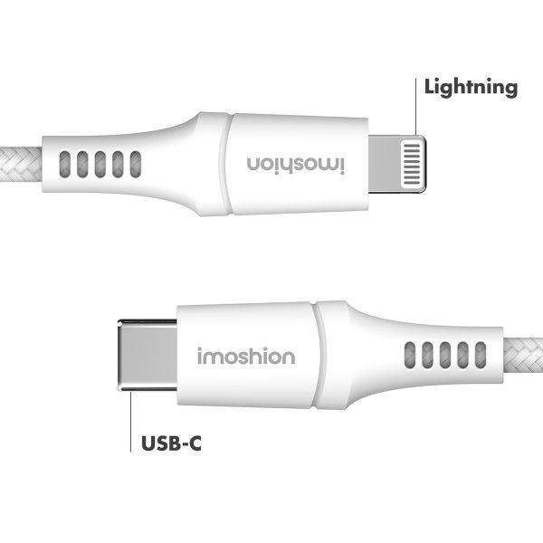 imoshion Lightning naar USB-C kabel - Non-MFi - Gevlochten textiel - 1 meter - Wit