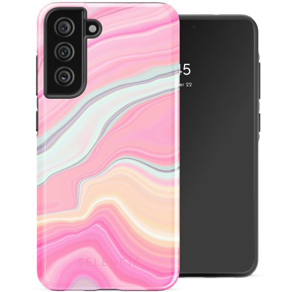 Selencia Vivid Tough Backcover Samsung Galaxy S21 FE - Pastel Lipstick Marble