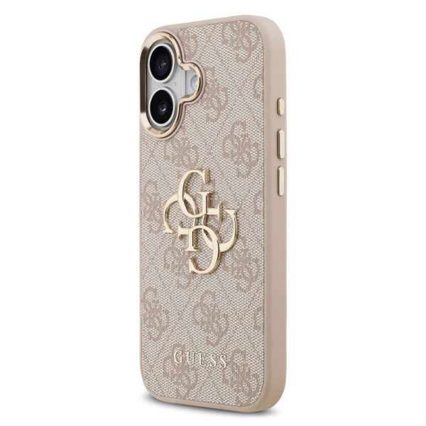 Guess 4G Metal Logo Backcover Apple iPhone 17 - Gold Edge - Pink