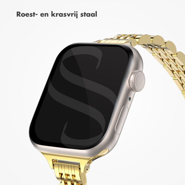 Selencia Slim Steel Jubilee Inspired schakelbandje Apple Watch Series 1 t/m 9 / SE (38/40/41 mm) | Series 10 (42 mm) - Goud