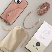 Selencia Sera Phone Case with Cord and Envelope Card Holder Apple iPhone 15 - Old Pink