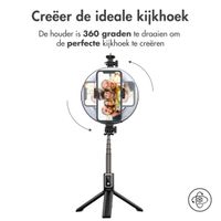 imoshion 3 in 1 Pro Bluetooth Selfie Stick + Tripod + 6 inch Ring Fill Light - Ringlamp telefoon - Selfie stick bluetooth - Ringlight met statief - Verstelbaar - Zwart