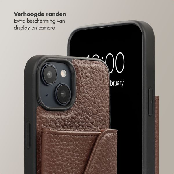 Selencia Sera Telefoonhoes met Koord en Envelop Pashouder Apple iPhone 14 / 13 - Chocolate Brown
