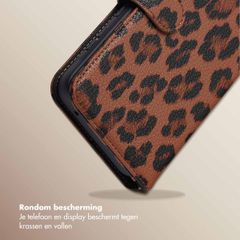 Selencia Sabi Bookcase met Panterprint Samsung Galaxy A35 - Mocha Brown