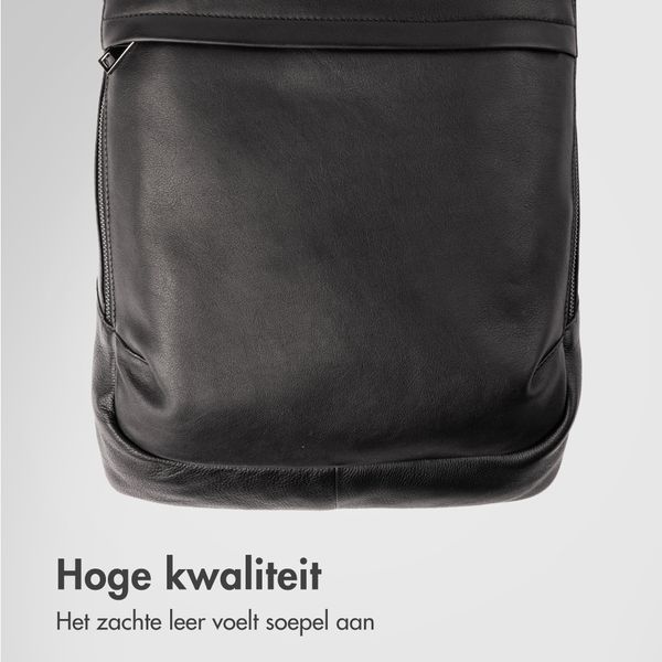 Accezz Leather Laptop rugzak 16 inch - Zwart