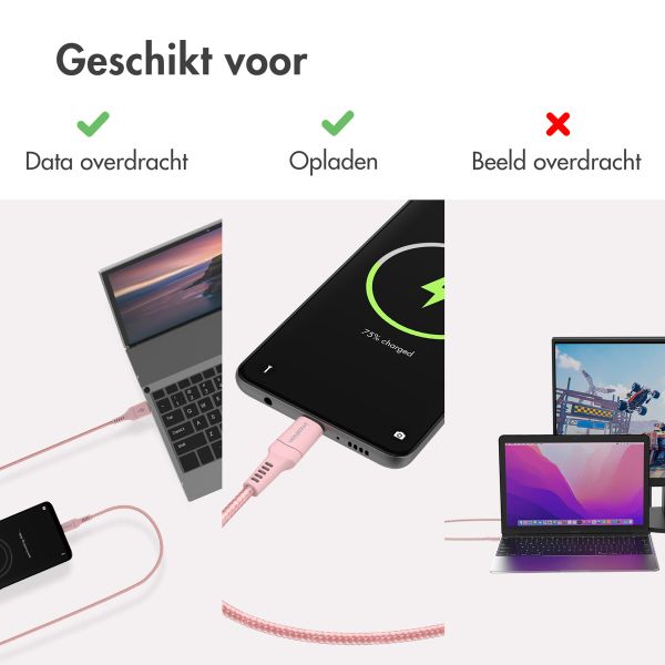 imoshion Braided USB-C naar USB kabel - 2 meter - Roze