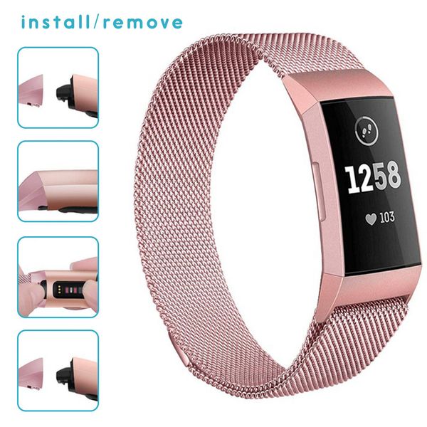 imoshion Milanees Watch bandje Fitbit Charge 3 / 4 - Rosé Goud