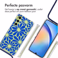 imoshion Design hoesje met koord Samsung Galaxy A34 (5G) - Cobalt Blue Flowers Connect