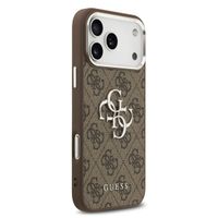 Guess 4G Metal Logo Backcover Apple iPhone 17 Pro Max - Silver Edge - Brown