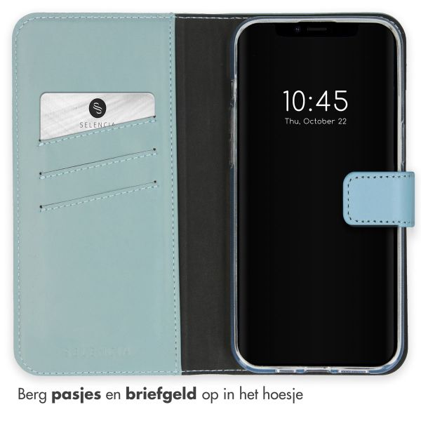 Selencia Echt Lederen Bookcase iPhone 15 Plus - Air Blue