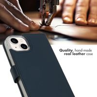 Selencia Genuine Leather Book Case Apple iPhone 14 - Blue