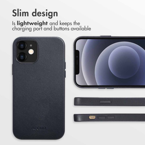 Accezz Leather Back Cover with MagSafe Apple iPhone 12 (Pro) - Onyx Black
