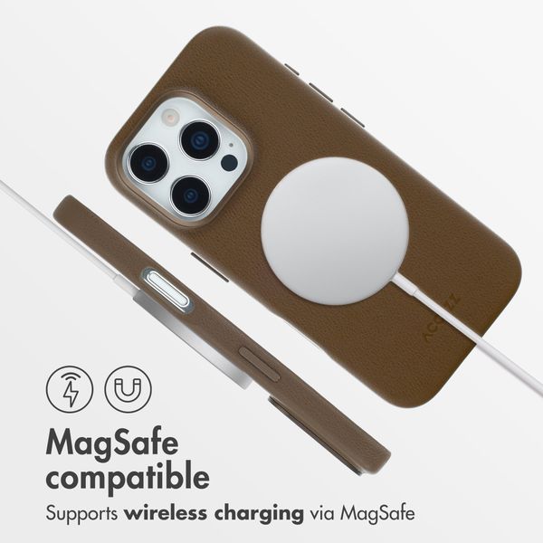Accezz Leather Back Cover with MagSafe Apple iPhone 16 Pro - Coffee Brown