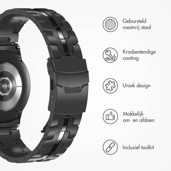 Accezz Steel Band Samsung Galaxy Watch 4 / 5 / 6 / 7 / FE (20 mm) - Zwart