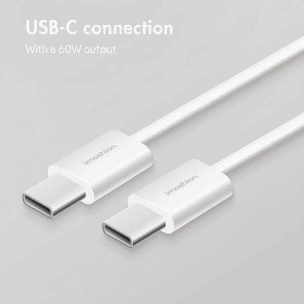 imoshion Braided USB-C to USB-C Cable 60W - 0.5 Metres - White