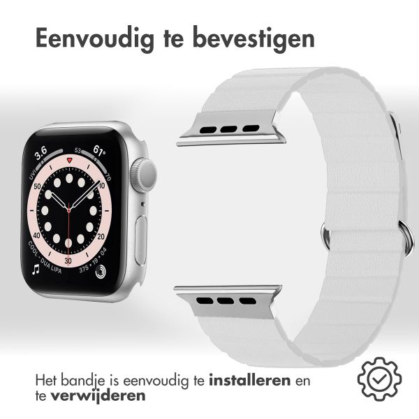 imoshion Magnetisch lederen bandje Apple Watch Series 1 t/m 9 / SE (38/40/41 mm) | Series 10 / 11 (42 mm) - Wit