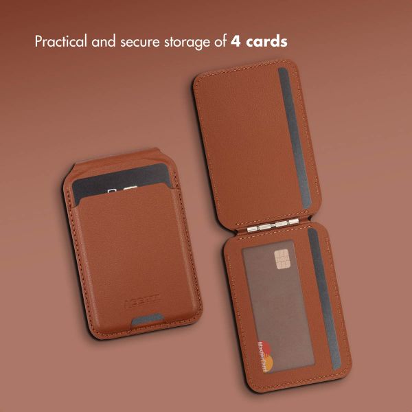Accezz Leather Wallet with Stand - Compatible with MagSafe and Qi2 - Sienna Brown