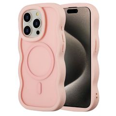 Selencia Wavy Backcover met MagSafe Apple iPhone 15 Pro - Soft Pink