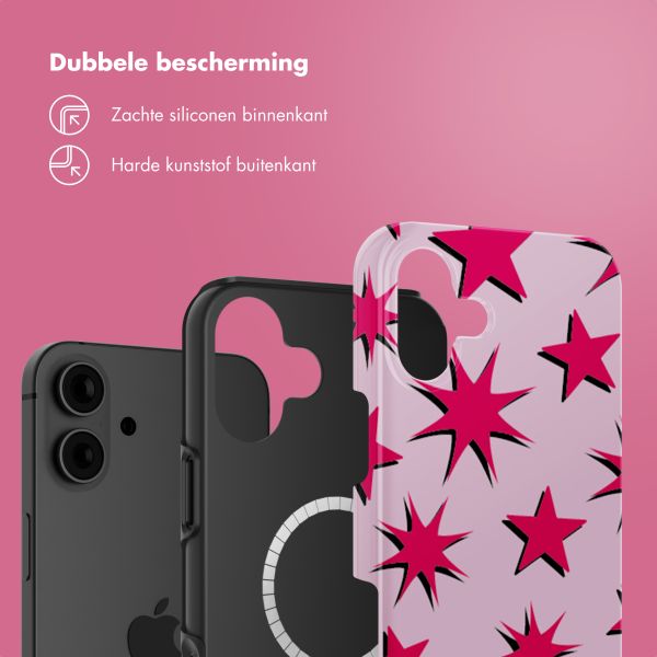 Selencia Vivid Tough Backcover met MagSafe iPhone 16 - Stars Rubine Red Light Pink