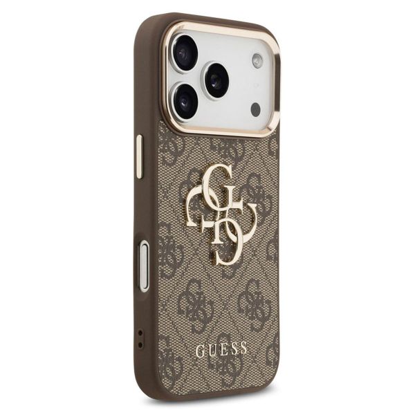 Guess 4G Metal Logo Backcover Apple iPhone 17 Pro Max - Gold Edge - Brown