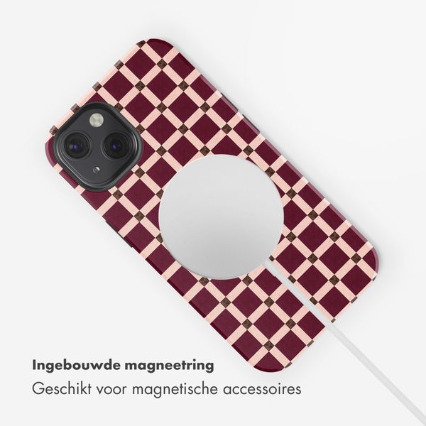 Selencia Vivid Backcover met MagSafe Apple iPhone 13 - Check This Burgundy