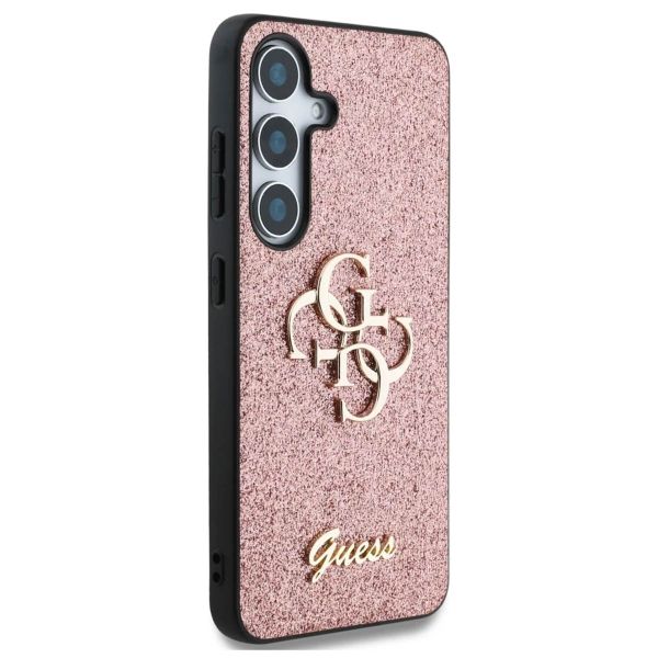 Guess 4G Metal Logo Glitter Backcover Samsung Galaxy S25 Plus - Roze