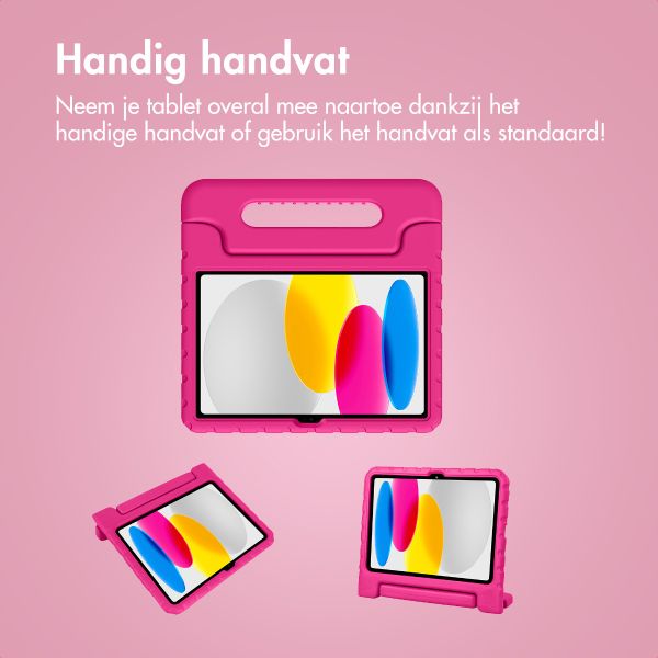 imoshion Kidspakket | Kidsproof backcover voor de Apple iPad 11 (2025) 11 inch A16 / iPad 10 (2022) 10.9 inch + Draadloze Kinderkoptelefoon Unicorn - Roze