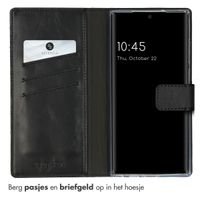 Selencia Echt Leren Bookcase Samsung Galaxy S23 Ultra - Zwart