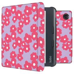 imoshion Design Slim Hard Case Sleepcover met stand Kobo Libra Colour - Dusty Rose Blossom