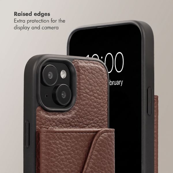 Selencia Sera Phone Case with Cord and Envelope Card Holder Apple iPhone 15 - Chocolate Brown