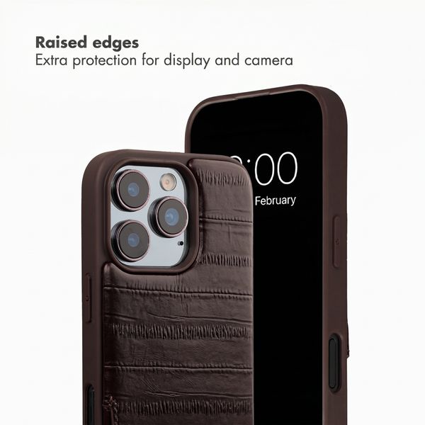 Selencia Nova Real Leather Back Cover with Card Holder Apple iPhone 16 Pro - Dark Chocolate
