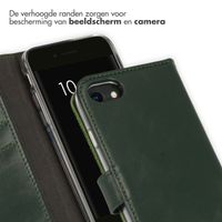 Selencia Echt Lederen Bookcase Apple iPhone SE (2022 / 2020) / 8 / 7 / 6(s) - Groen