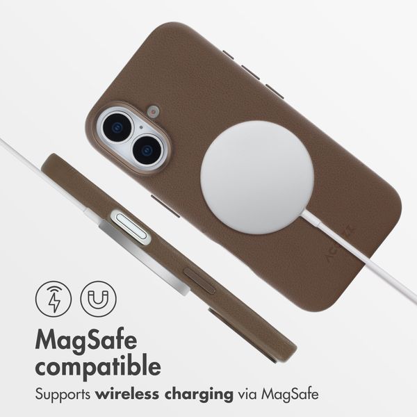 Accezz Leather Back Cover with MagSafe Apple iPhone 16 - Coffee Brown