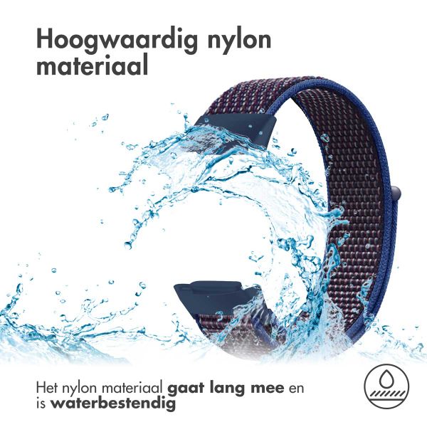 imoshion Nylon bandje Fitbit Charge 5 - Maat L - Blauw