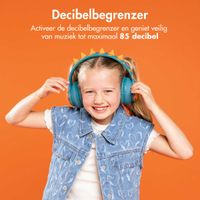 imoshion Kids Dino Bluetooth Headphones - Kinder koptelefoon met decibelbegrenzer - Draadloze koptelefoon + AUX kabel - Petrol Green / Orange