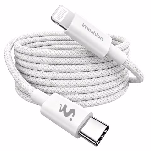 imoshion Braided USB-C naar Lightning kabel 30W - 1 meter - Wit