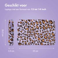 imoshion Fluffy Laptop hoes 13-14 inch - Laptopsleeve - Leopard Lilac