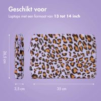 imoshion Fluffy Laptop hoes 13-14 inch - Laptopsleeve - Leopard Lilac