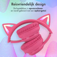 imoshion Draadloze Kinderkoptelefoon LED Light Cat Ear - Decibelbegrenzer - Met AUX kabel - Hot Pink